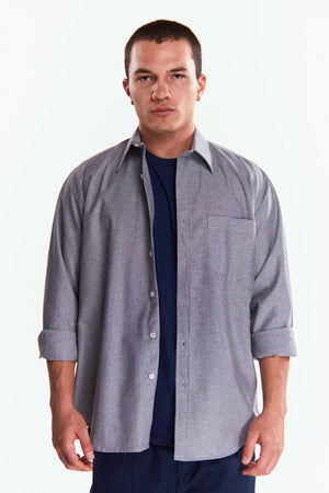 Camisa Manga larga Básica Gris oxford