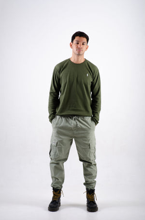 Playera Waffle Manga larga Verde militar