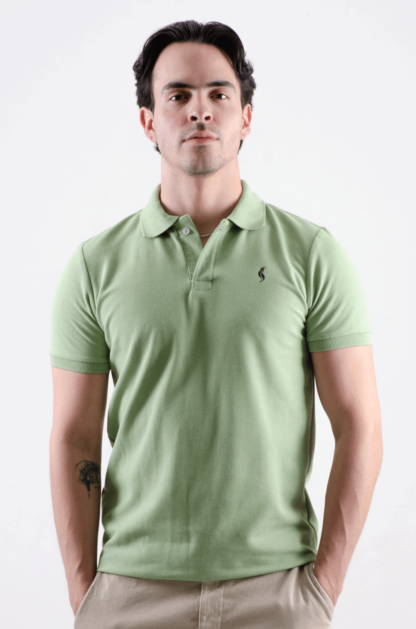 Playera Polo Clasica Slim Fit Manga corta Verde salvia