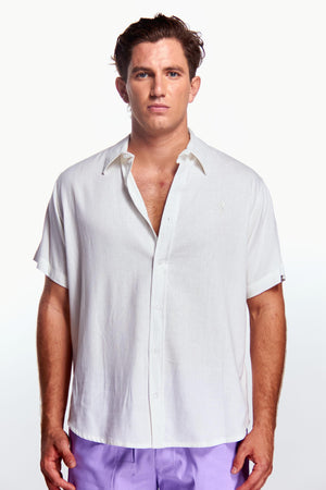 Camisa Lino Manga corta Blanco Ivory
