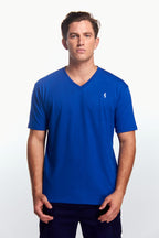 Playera Cuello V Básica Azul rey