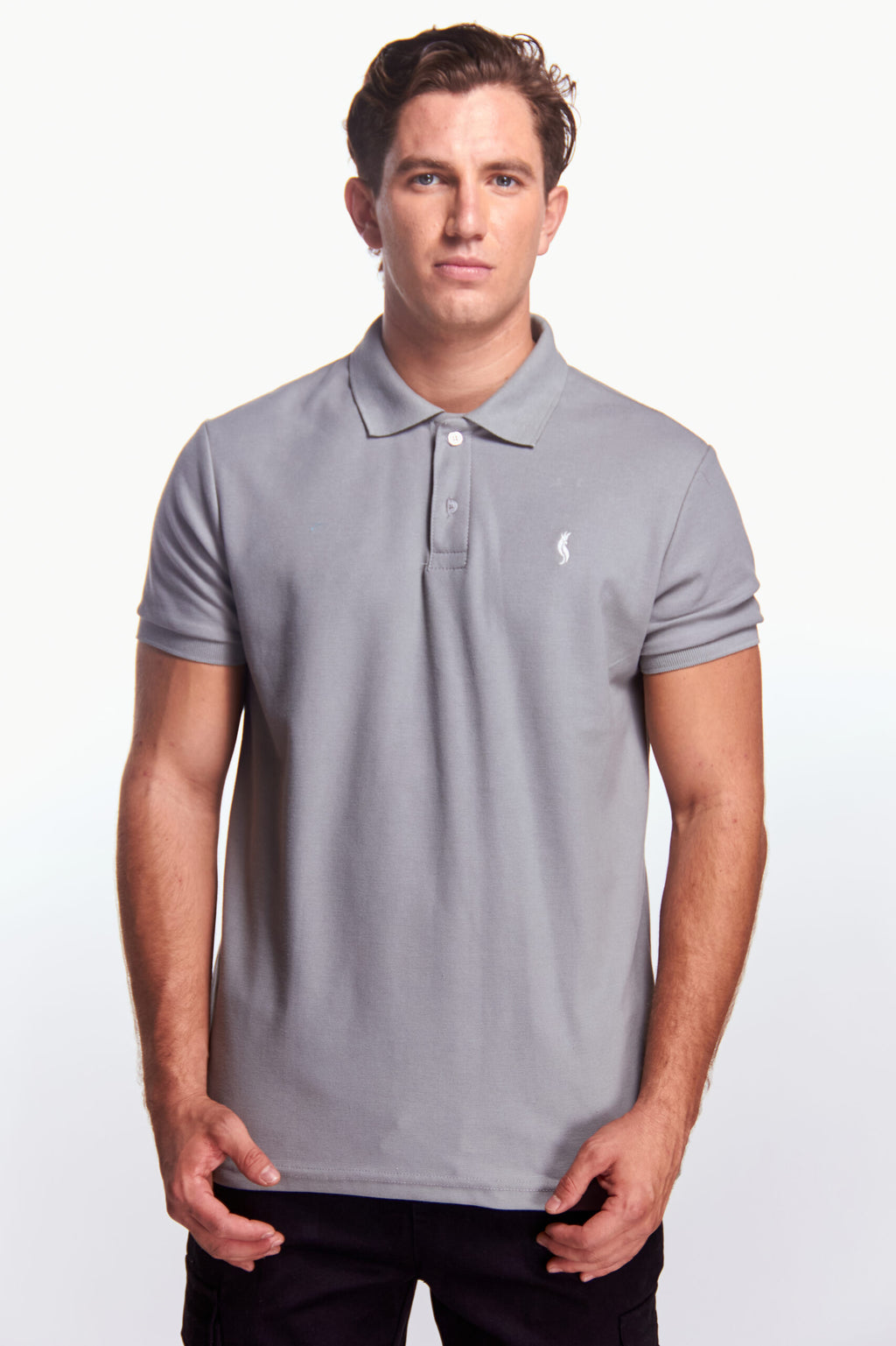 Playera Polo Clasica Slim Fit Manga corta Gris perla