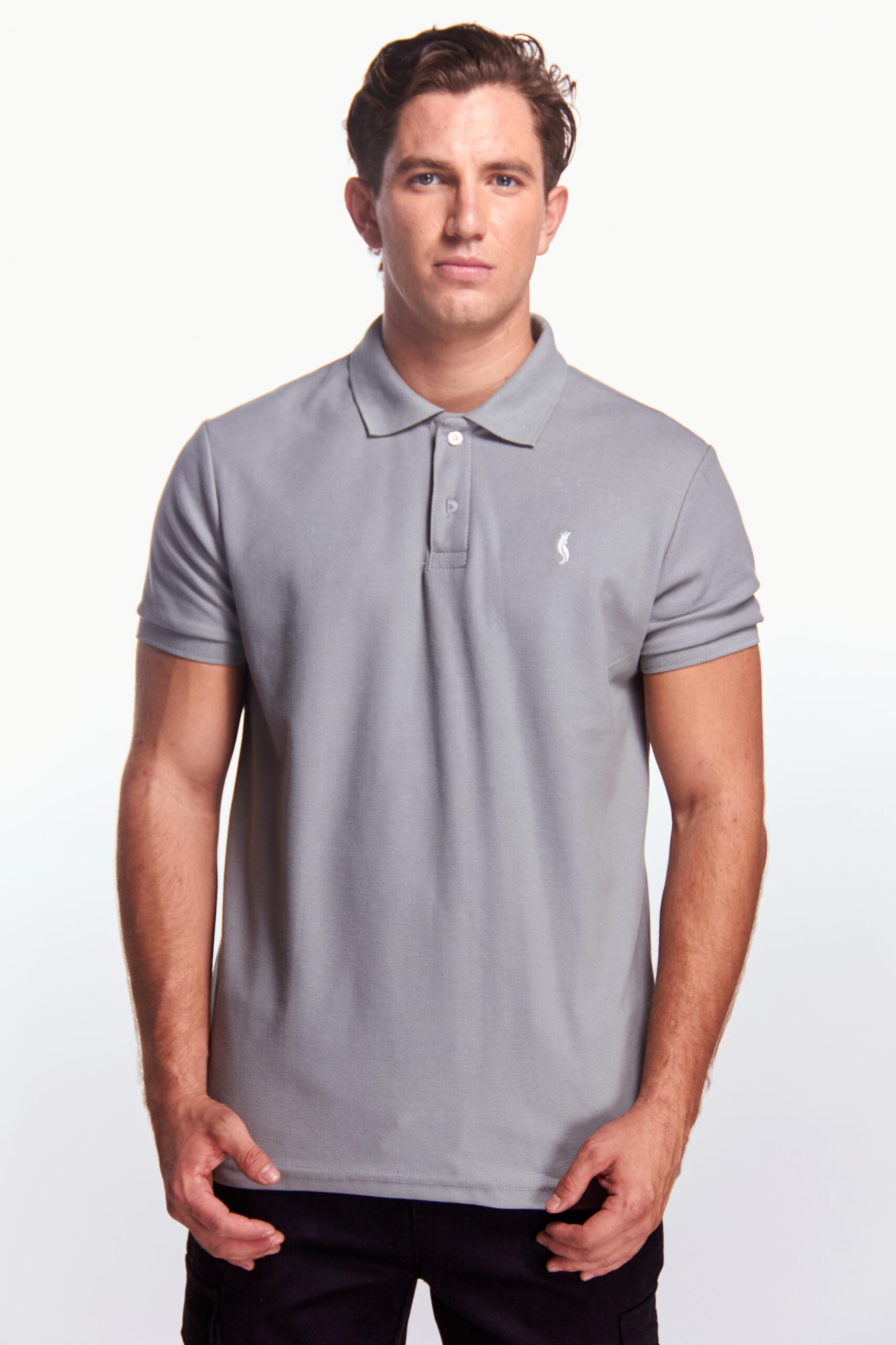 Playera Polo Clasica Slim Fit Manga corta Gris perla