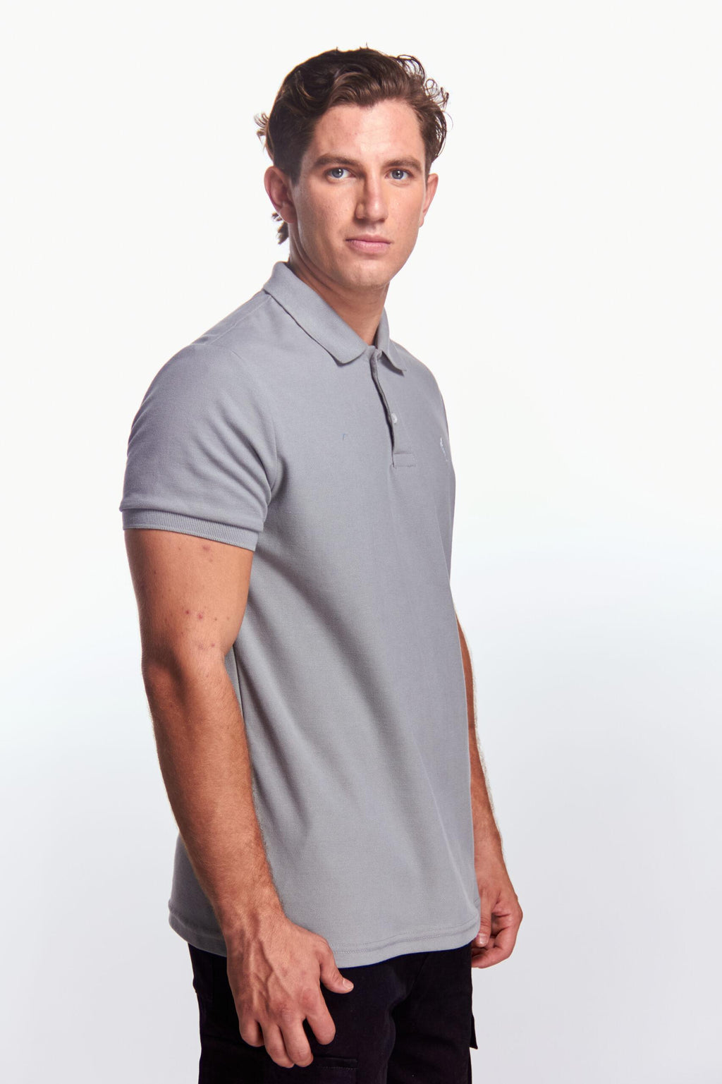 Playera Polo Clasica Slim Fit Manga corta Gris perla