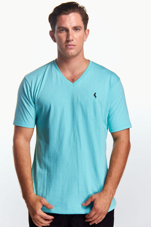 Playera Cuello V Básica Aqua