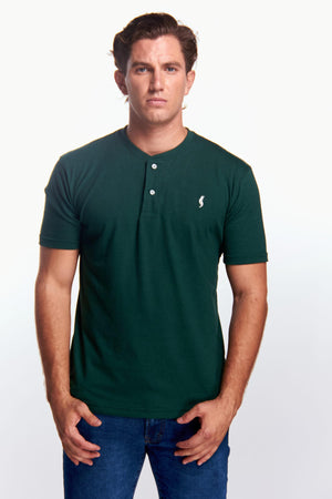 Playera Henley Manga corta Verde botella