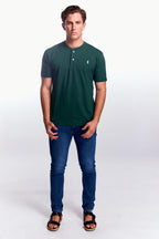 Playera Henley Manga corta Verde botella