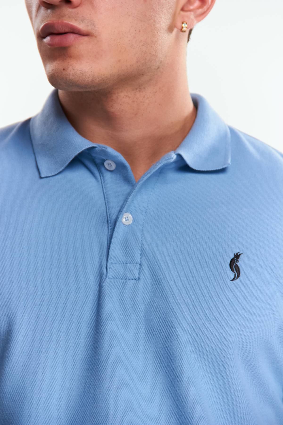 Playera Polo Clasica Slim Fit Manga corta Azul cielo