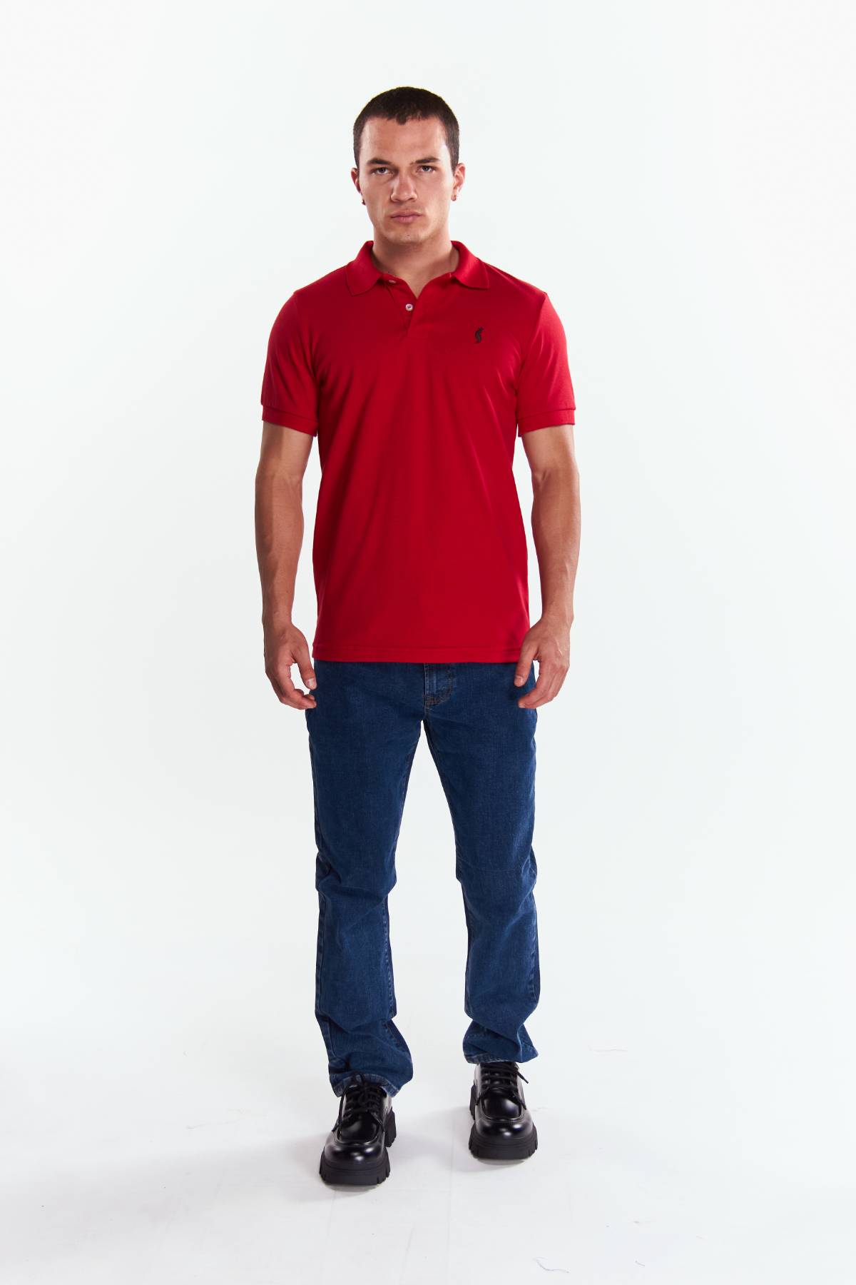 Playera Polo Clasica Slim Fit Manga corta Rojo