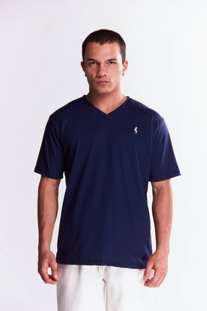 Playera Cuello V Básica Azul marino